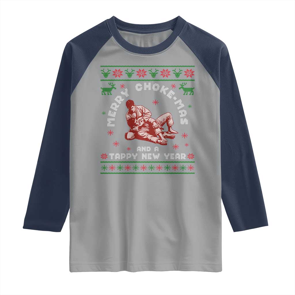 Funny Jiu Jitsu Christmas Raglan Shirt Holiday Martial Arts BJJ Lover Ugly Xmas TS10 Sport Gray Navy Print Your Wear