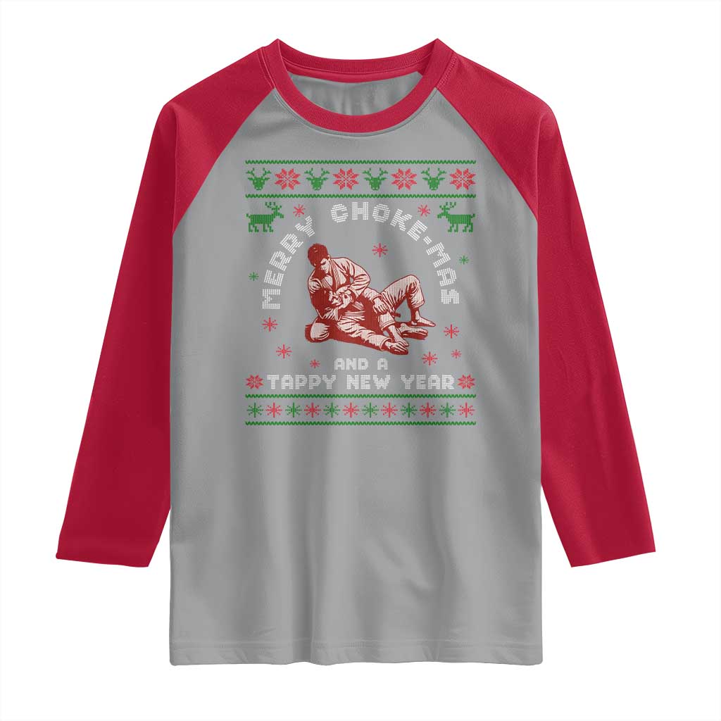 Funny Jiu Jitsu Christmas Raglan Shirt Holiday Martial Arts BJJ Lover Ugly Xmas TS10 Sport Gray Red Print Your Wear