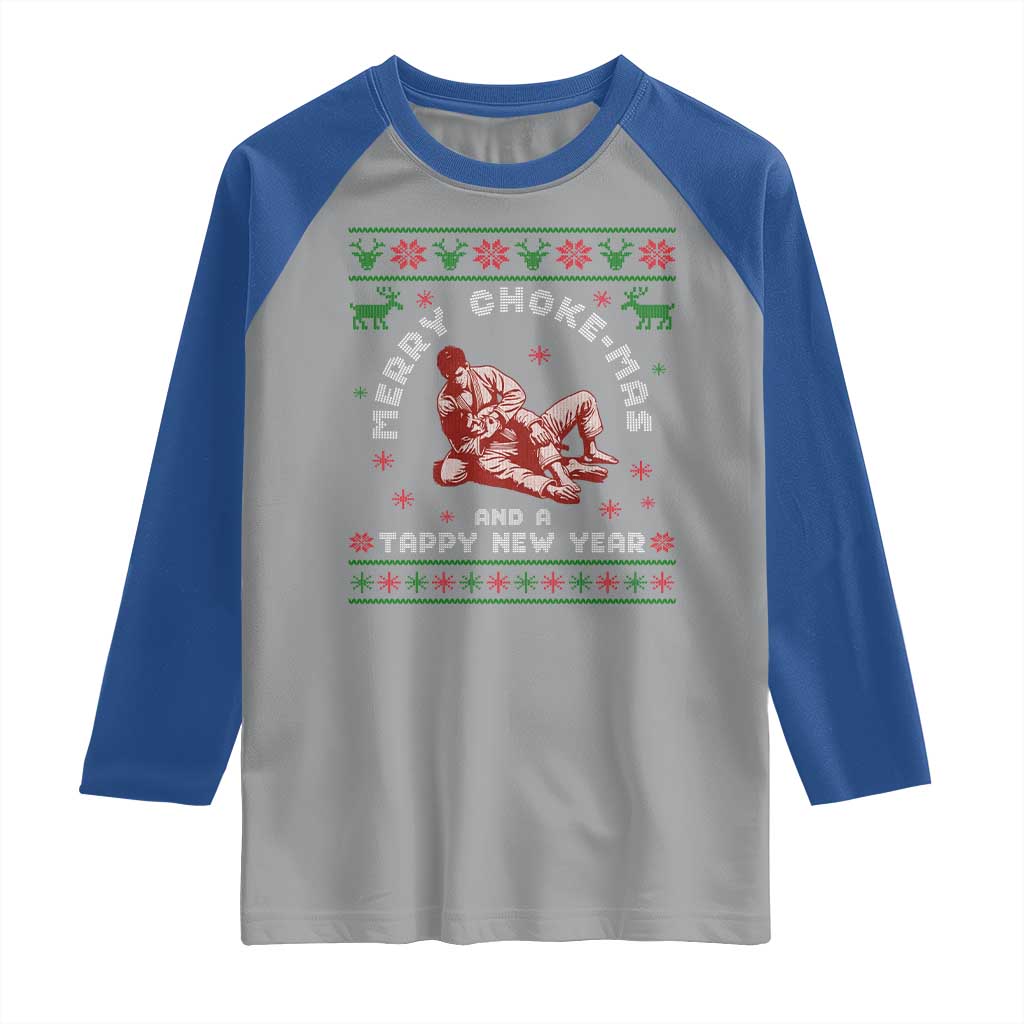Funny Jiu Jitsu Christmas Raglan Shirt Holiday Martial Arts BJJ Lover Ugly Xmas TS10 Sport Gray Royal Print Your Wear