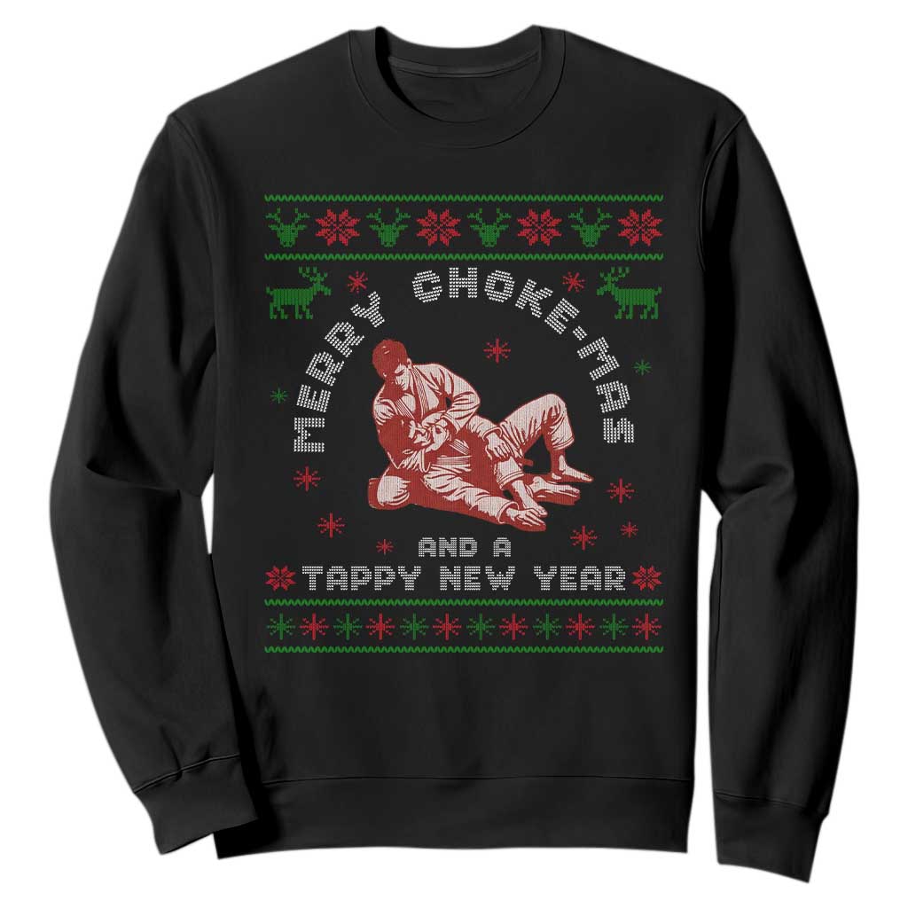 Funny Jiu Jitsu Christmas Sweatshirt Holiday Martial Arts BJJ Lover Ugly Xmas TS10 Black Print Your Wear