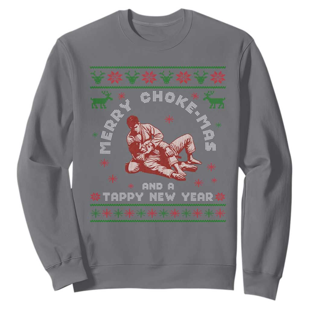 Funny Jiu Jitsu Christmas Sweatshirt Holiday Martial Arts BJJ Lover Ugly Xmas TS10 Charcoal Print Your Wear