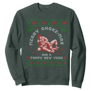 Funny Jiu Jitsu Christmas Sweatshirt Holiday Martial Arts BJJ Lover Ugly Xmas TS10 Dark Forest Green Print Your Wear