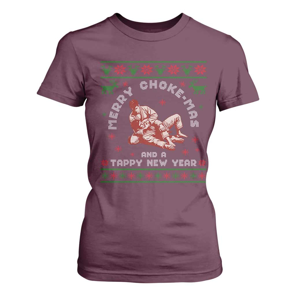 Funny Jiu Jitsu Christmas T Shirt For Women Holiday Martial Arts BJJ Lover Ugly Xmas TS10 Maroon Print Your Wear