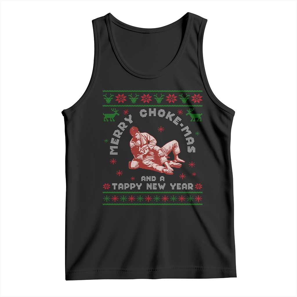 Funny Jiu Jitsu Christmas Tank Top Holiday Martial Arts BJJ Lover Ugly Xmas TS10 Black Print Your Wear