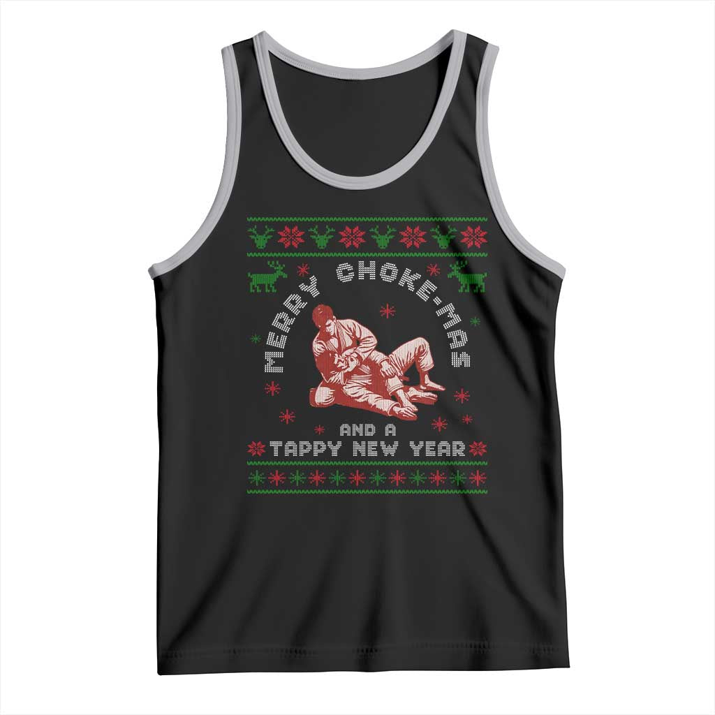Funny Jiu Jitsu Christmas Tank Top Holiday Martial Arts BJJ Lover Ugly Xmas TS10 Black Athletic Heather Print Your Wear