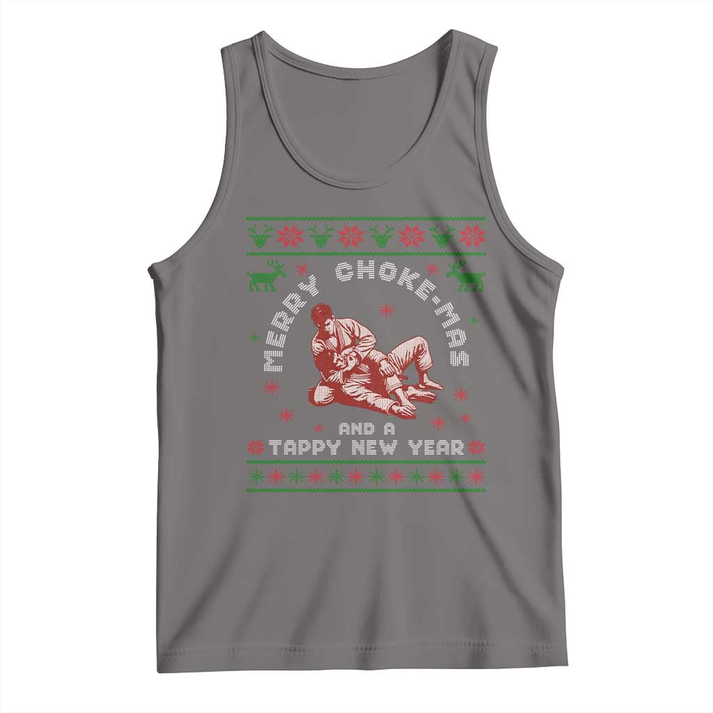 Funny Jiu Jitsu Christmas Tank Top Holiday Martial Arts BJJ Lover Ugly Xmas TS10 Deep Heather Print Your Wear