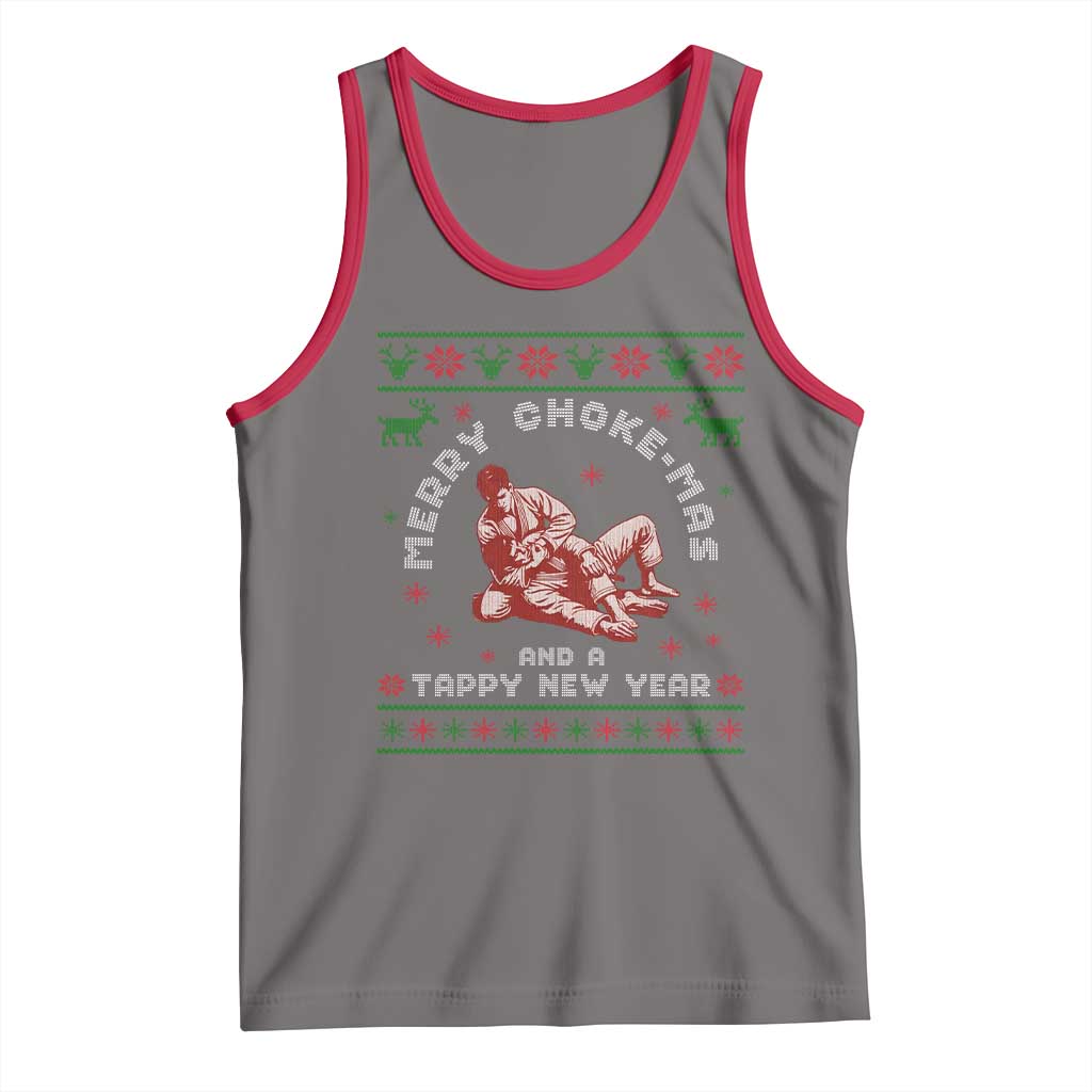 Funny Jiu Jitsu Christmas Tank Top Holiday Martial Arts BJJ Lover Ugly Xmas TS10 Deep Heather Red Print Your Wear