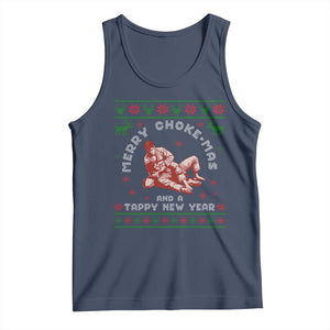 Funny Jiu Jitsu Christmas Tank Top Holiday Martial Arts BJJ Lover Ugly Xmas TS10 Navy Print Your Wear