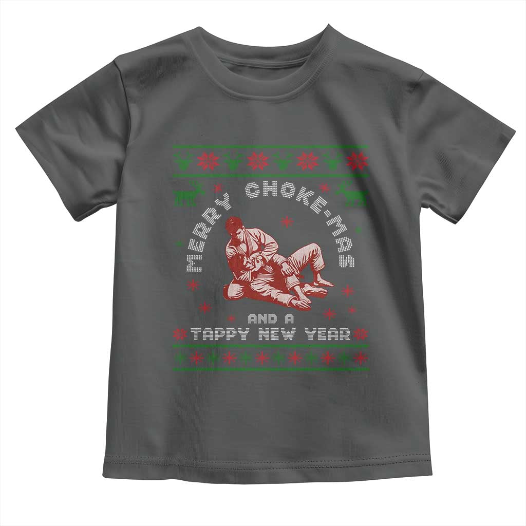 Funny Jiu Jitsu Christmas Toddler T Shirt Holiday Martial Arts BJJ Lover Ugly Xmas TS10 Dark Heather Print Your Wear