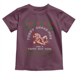 Funny Jiu Jitsu Christmas Toddler T Shirt Holiday Martial Arts BJJ Lover Ugly Xmas TS10 Maroon Print Your Wear