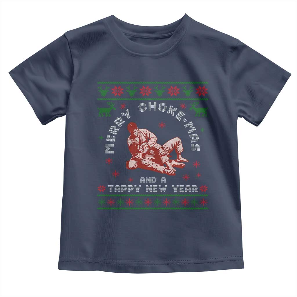 Funny Jiu Jitsu Christmas Toddler T Shirt Holiday Martial Arts BJJ Lover Ugly Xmas TS10 Navy Print Your Wear