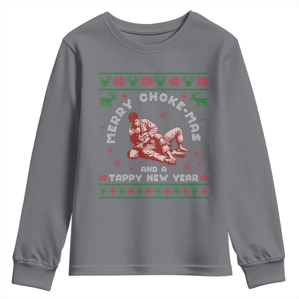 Funny Jiu Jitsu Christmas Youth Sweatshirt Holiday Martial Arts BJJ Lover Ugly Xmas TS10 Charcoal Print Your Wear