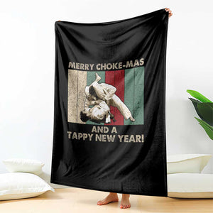Jiu Jitsu Christmas Throw Blanket Retro Merry Choke Mas Tappy New Year Martial Arts BJJ Lover TS10 Print Your Wear