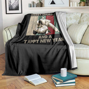 Jiu Jitsu Christmas Throw Blanket Retro Merry Choke Mas Tappy New Year Martial Arts BJJ Lover TS10 Print Your Wear