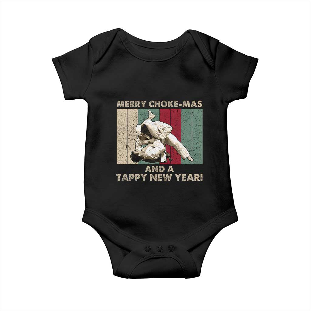 Jiu Jitsu Christmas Baby Onesie Retro Merry Choke Mas Tappy New Year Martial Arts BJJ Lover TS10 Black Print Your Wear