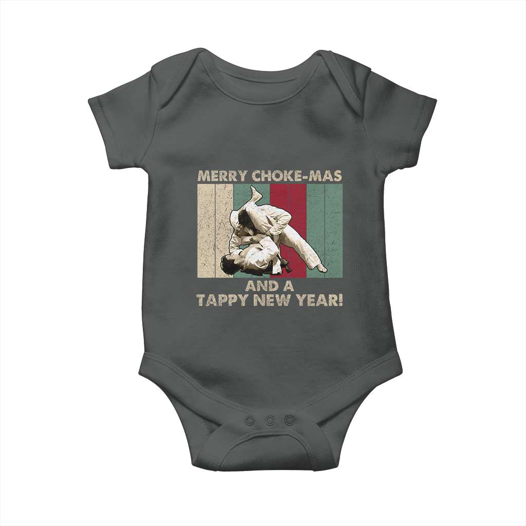 Jiu Jitsu Christmas Baby Onesie Retro Merry Choke Mas Tappy New Year Martial Arts BJJ Lover TS10 Dark Heather Print Your Wear