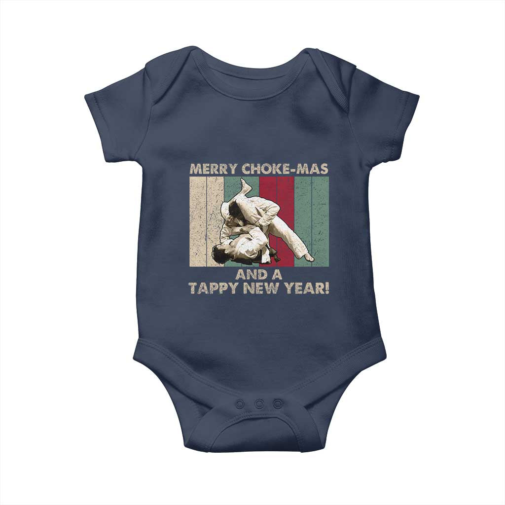 Jiu Jitsu Christmas Baby Onesie Retro Merry Choke Mas Tappy New Year Martial Arts BJJ Lover TS10 Navy Print Your Wear