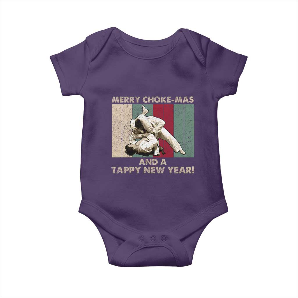 Jiu Jitsu Christmas Baby Onesie Retro Merry Choke Mas Tappy New Year Martial Arts BJJ Lover TS10 Purple Print Your Wear