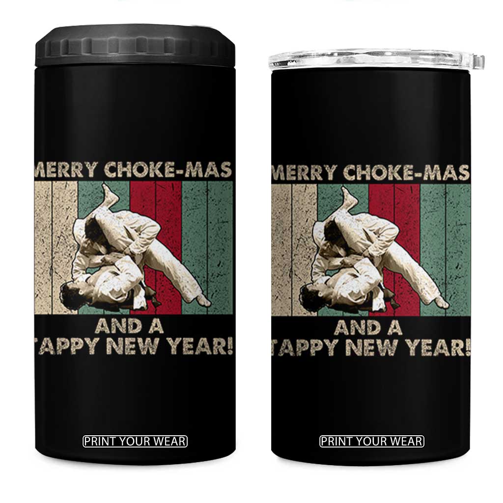 Jiu Jitsu Christmas 4 in 1 Can Cooler Tumbler Retro Merry Choke Mas Tappy New Year Martial Arts BJJ Lover TS10 One Size: 16 oz Black Print Your Wear