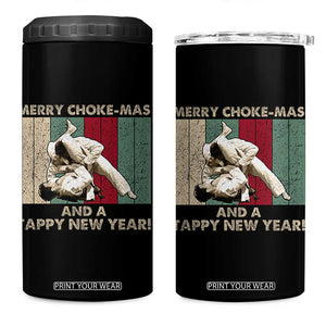 Jiu Jitsu Christmas 4 in 1 Can Cooler Tumbler Retro Merry Choke Mas Tappy New Year Martial Arts BJJ Lover TS10 One Size: 16 oz Black Print Your Wear