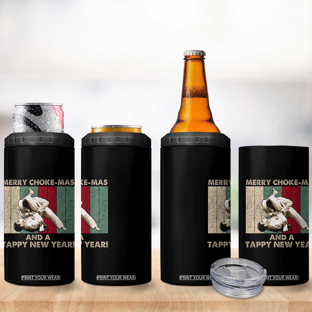 Jiu Jitsu Christmas 4 in 1 Can Cooler Tumbler Retro Merry Choke Mas Tappy New Year Martial Arts BJJ Lover TS10 Print Your Wear