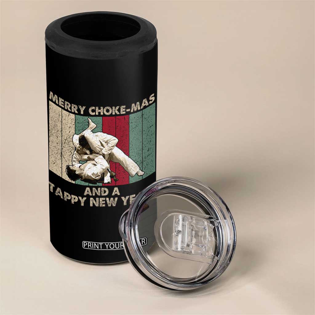 Jiu Jitsu Christmas 4 in 1 Can Cooler Tumbler Retro Merry Choke Mas Tappy New Year Martial Arts BJJ Lover TS10 Print Your Wear