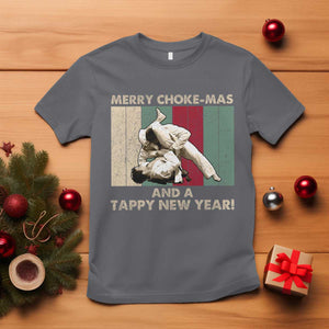 Jiu Jitsu Christmas T Shirt Retro Merry Choke Mas Tappy New Year Martial Arts BJJ Lover TS10 Charcoal Print Your Wear