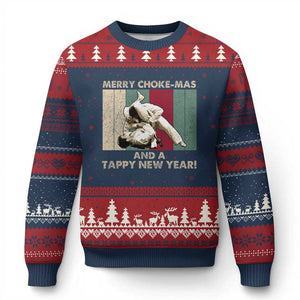 Jiu Jitsu Xmas Ugly Christmas Sweater Retro Merry Choke Mas Tappy New Year Martial Arts BJJ Lover TS10 Navy Red Print Your Wear