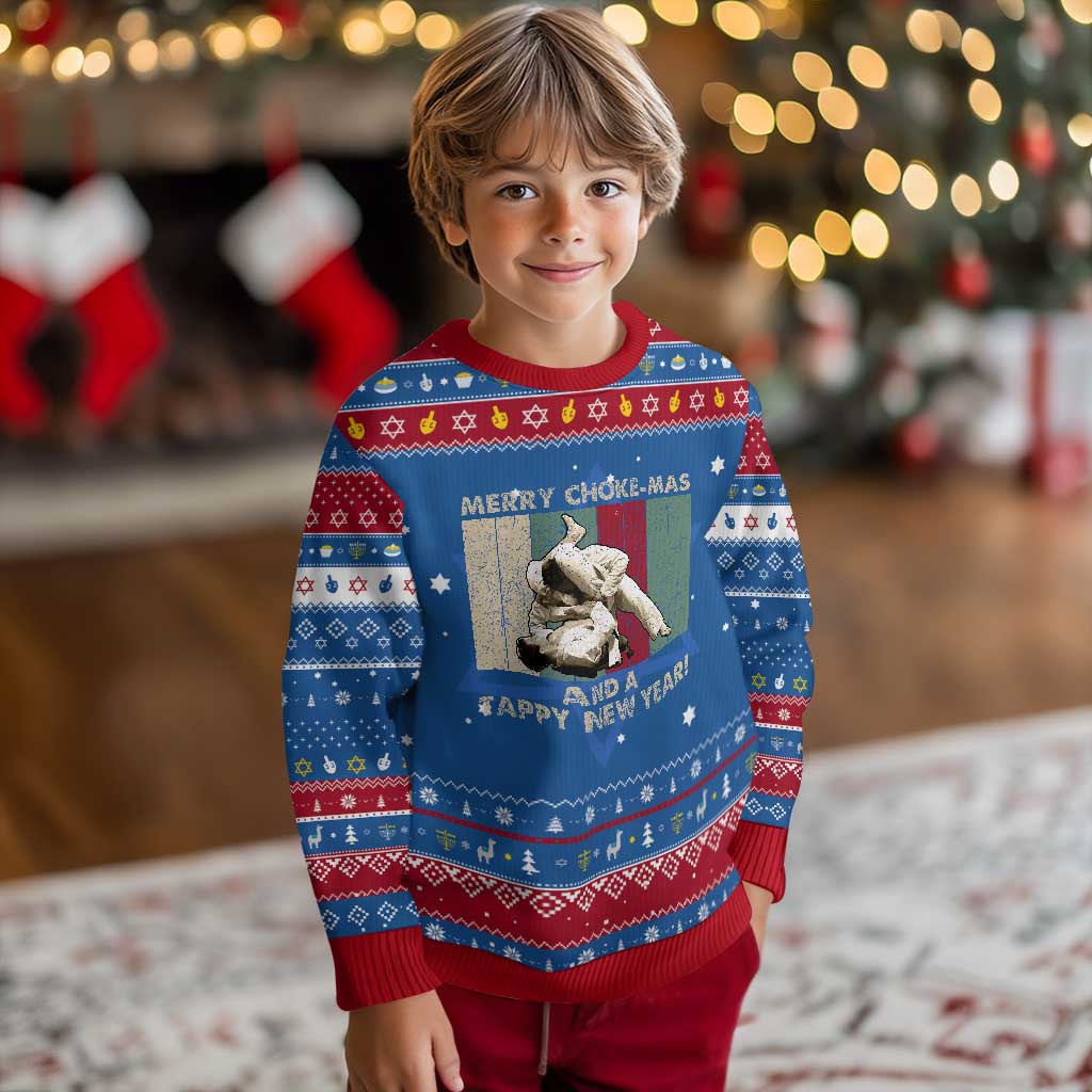 Jiu Jitsu Christmas Hanukkah Ugly Sweater Retro Merry Choke Mas Tappy New Year Martial Arts BJJ Lover TS10 Blue Red Print Your Wear