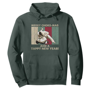 Jiu Jitsu Christmas Hoodie Retro Merry Choke Mas Tappy New Year Martial Arts BJJ Lover TS10 Dark Forest Green Print Your Wear