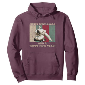 Jiu Jitsu Christmas Hoodie Retro Merry Choke Mas Tappy New Year Martial Arts BJJ Lover TS10 Maroon Print Your Wear