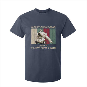 Jiu Jitsu Christmas T Shirt For Kid Retro Merry Choke Mas Tappy New Year Martial Arts BJJ Lover TS10 Navy Print Your Wear