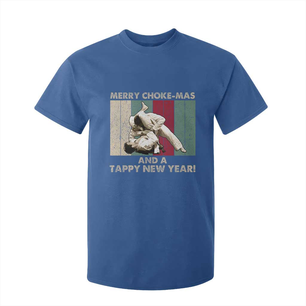 Jiu Jitsu Christmas T Shirt For Kid Retro Merry Choke Mas Tappy New Year Martial Arts BJJ Lover TS10 Royal Blue Print Your Wear