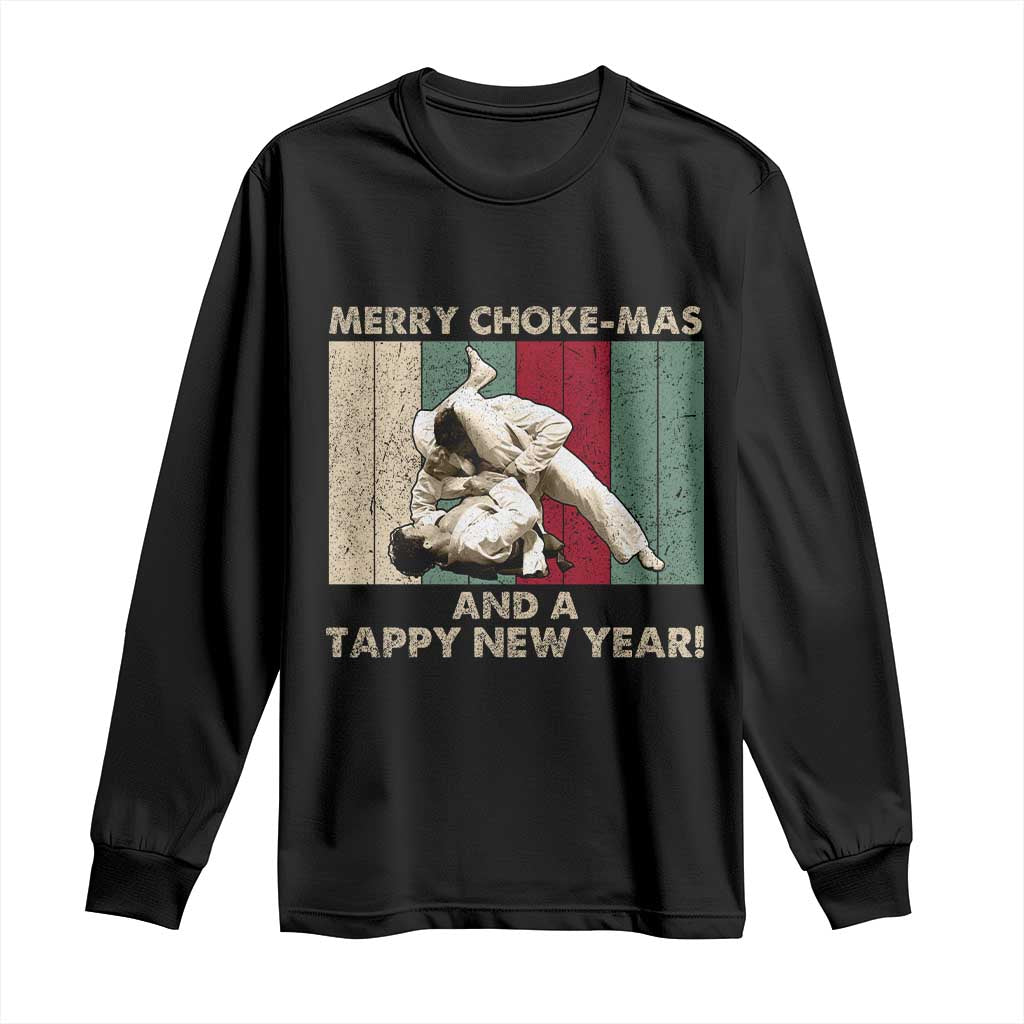 Jiu Jitsu Christmas Long Sleeve Shirt Retro Merry Choke Mas Tappy New Year Martial Arts BJJ Lover TS10 Black Print Your Wear
