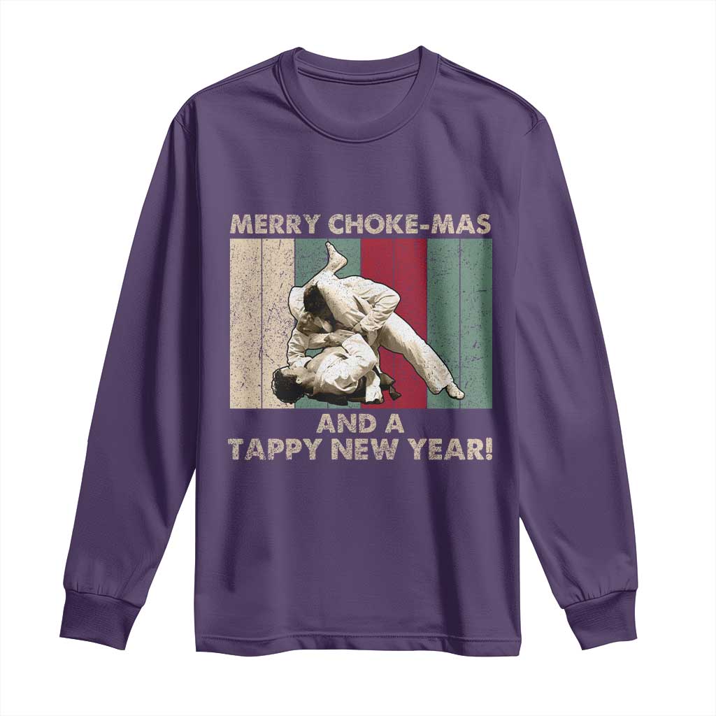 Jiu Jitsu Christmas Long Sleeve Shirt Retro Merry Choke Mas Tappy New Year Martial Arts BJJ Lover TS10 Purple Print Your Wear