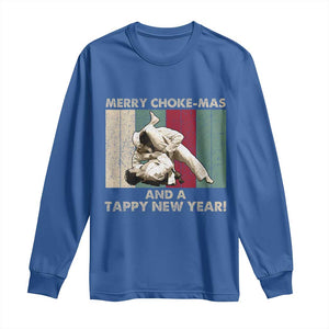 Jiu Jitsu Christmas Long Sleeve Shirt Retro Merry Choke Mas Tappy New Year Martial Arts BJJ Lover TS10 Royal Blue Print Your Wear