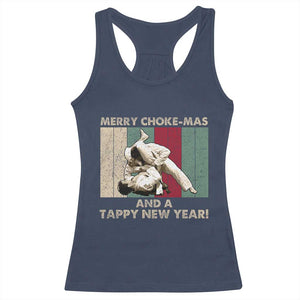 Jiu Jitsu Christmas Racerback Tank Top Retro Merry Choke Mas Tappy New Year Martial Arts BJJ Lover TS10 Navy Print Your Wear