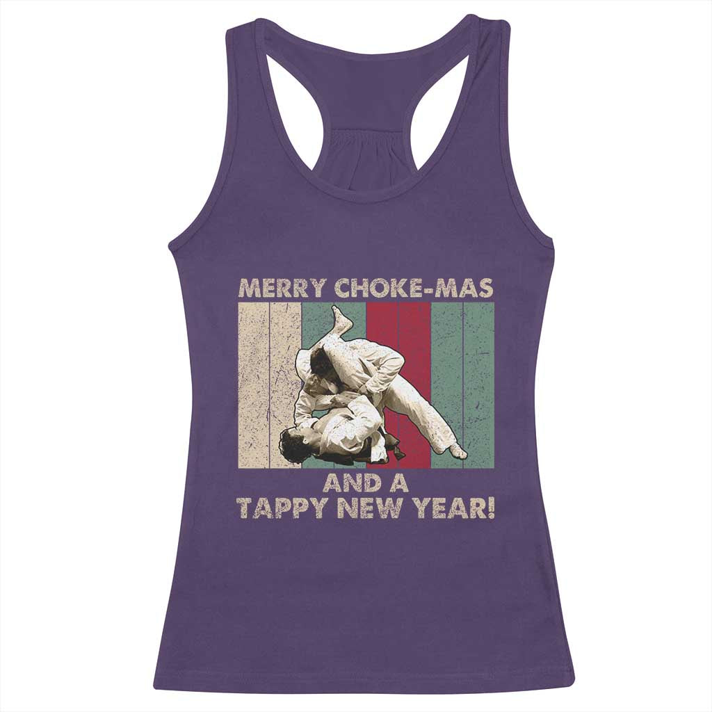 Jiu Jitsu Christmas Racerback Tank Top Retro Merry Choke Mas Tappy New Year Martial Arts BJJ Lover TS10 Purple Print Your Wear