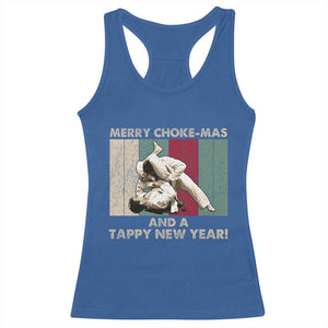 Jiu Jitsu Christmas Racerback Tank Top Retro Merry Choke Mas Tappy New Year Martial Arts BJJ Lover TS10 Royal Blue Print Your Wear