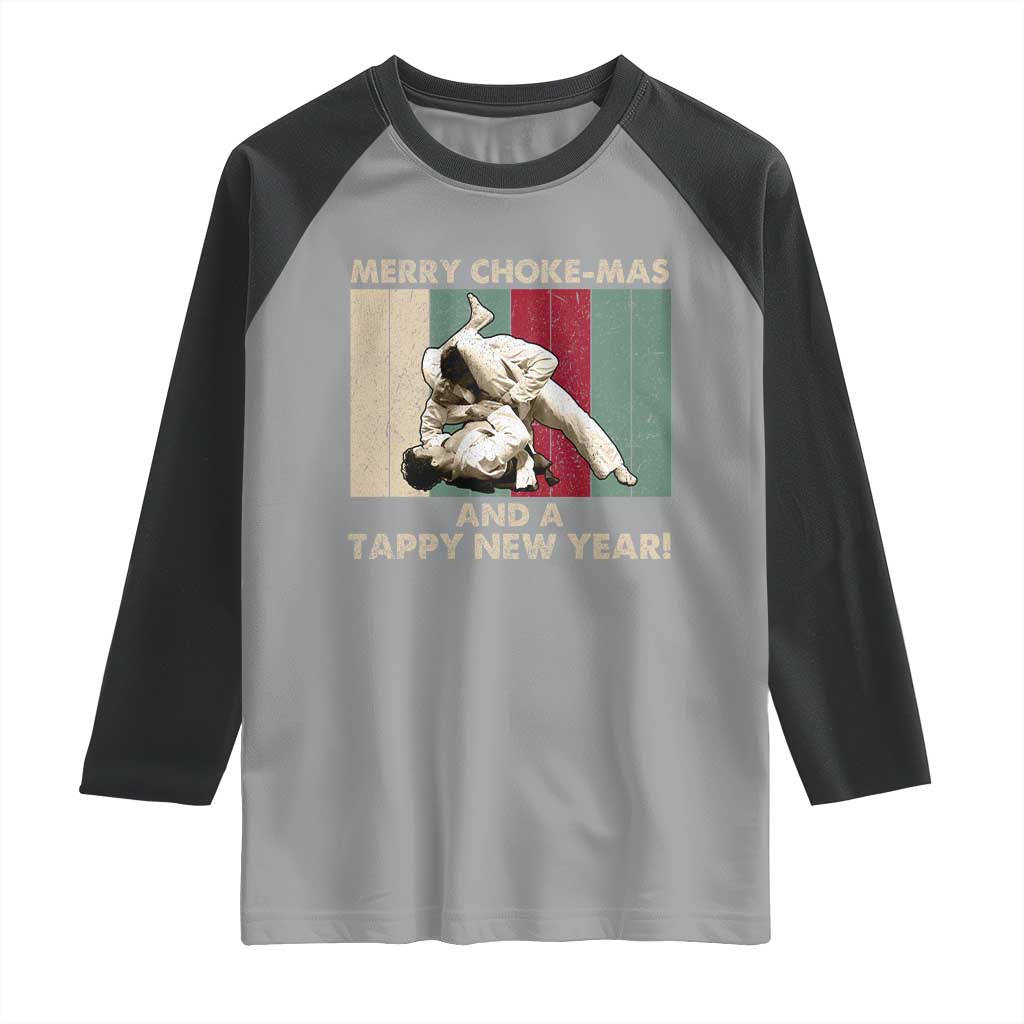 Jiu Jitsu Christmas Raglan Shirt Retro Merry Choke Mas Tappy New Year Martial Arts BJJ Lover TS10 Sport Gray Black Print Your Wear