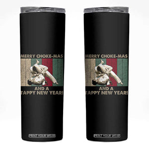 Jiu Jitsu Christmas Skinny Tumbler Retro Merry Choke Mas Tappy New Year Martial Arts BJJ Lover TS10 Black Print Your Wear