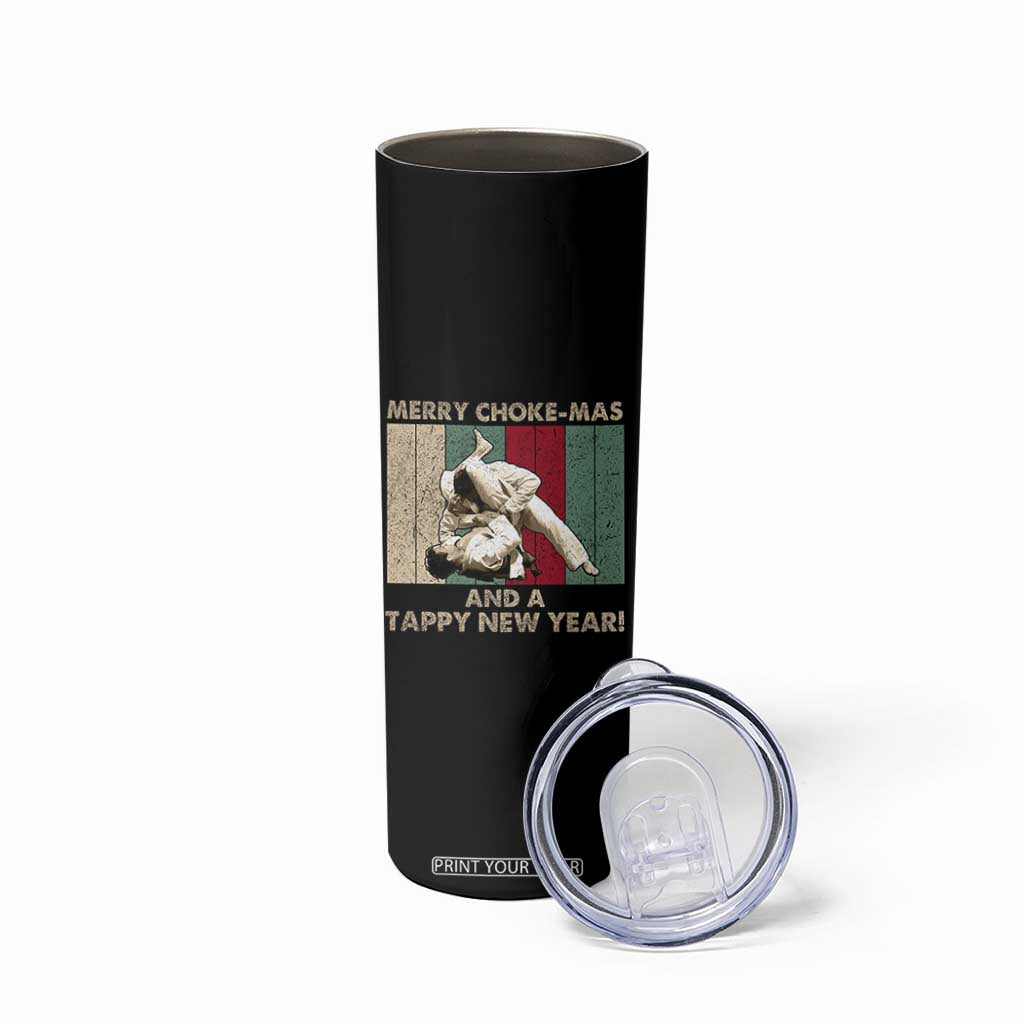 Jiu Jitsu Christmas Skinny Tumbler Retro Merry Choke Mas Tappy New Year Martial Arts BJJ Lover TS10 Print Your Wear