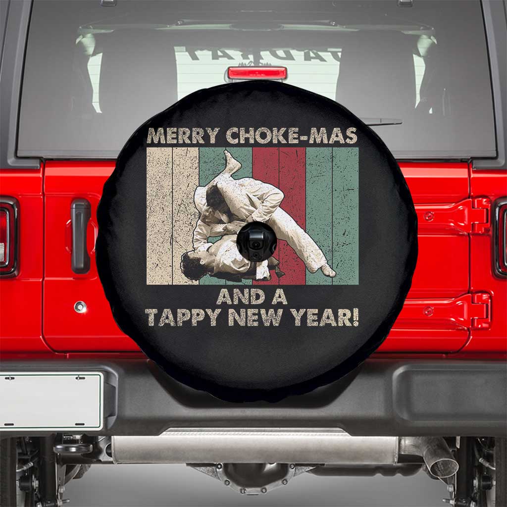 Jiu Jitsu Christmas Spare Tire Cover Retro Merry Choke Mas Tappy New Year Martial Arts BJJ Lover TS10 Black Print Your Wear