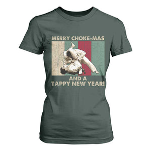 Jiu Jitsu Christmas T Shirt For Women Retro Merry Choke Mas Tappy New Year Martial Arts BJJ Lover TS10 Dark Forest Green Print Your Wear