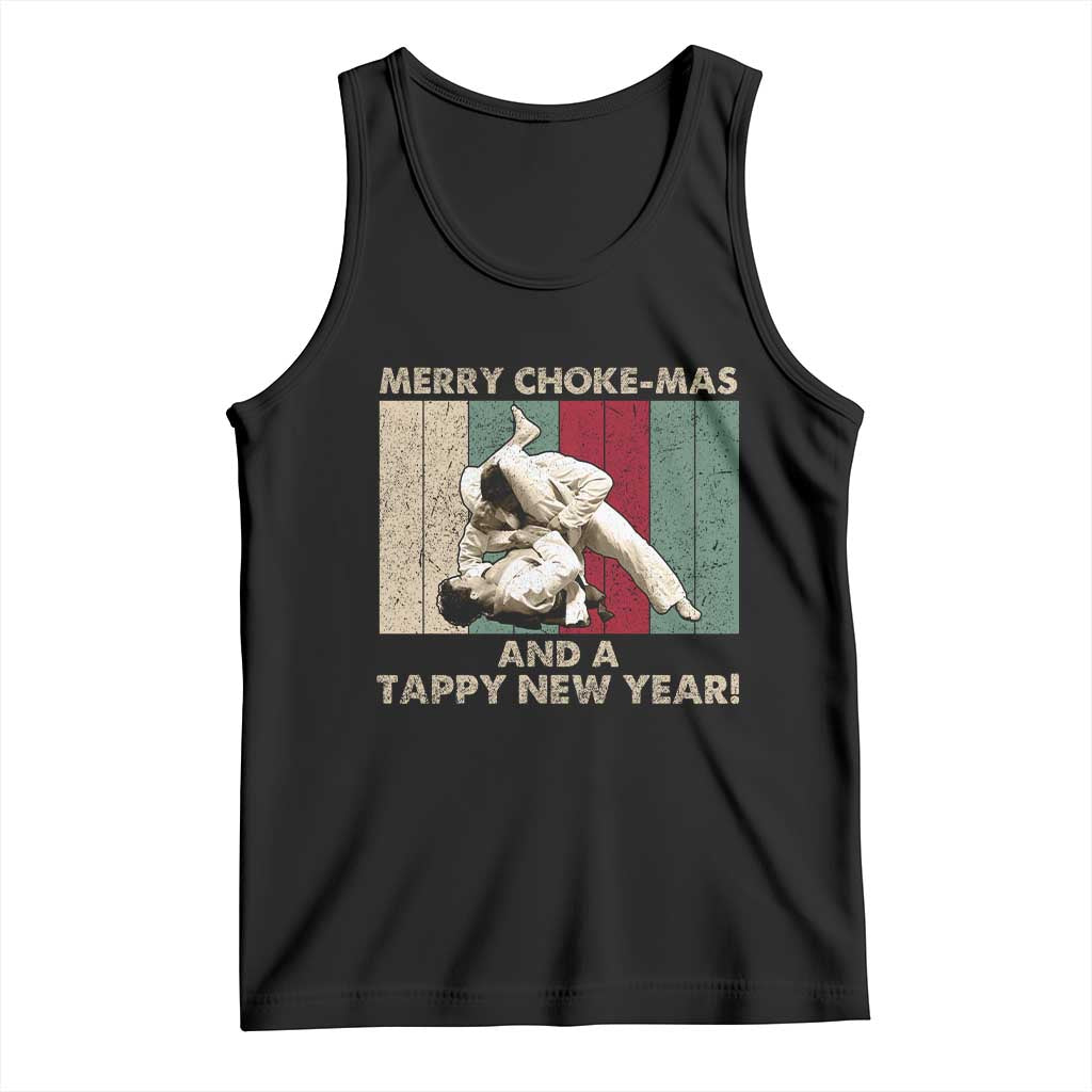 Jiu Jitsu Christmas Tank Top Retro Merry Choke Mas Tappy New Year Martial Arts BJJ Lover TS10 Black Print Your Wear