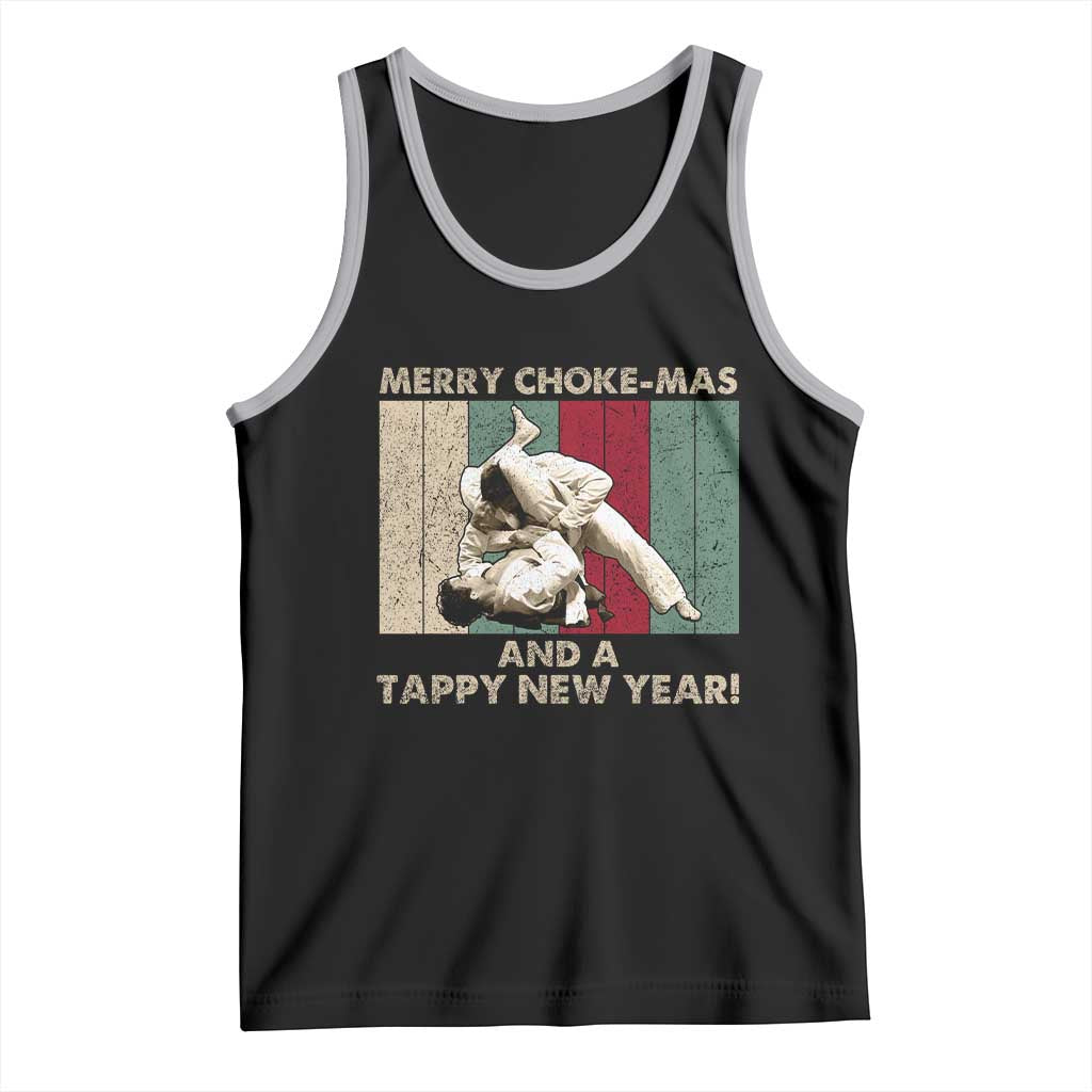 Jiu Jitsu Christmas Tank Top Retro Merry Choke Mas Tappy New Year Martial Arts BJJ Lover TS10 Black Athletic Heather Print Your Wear