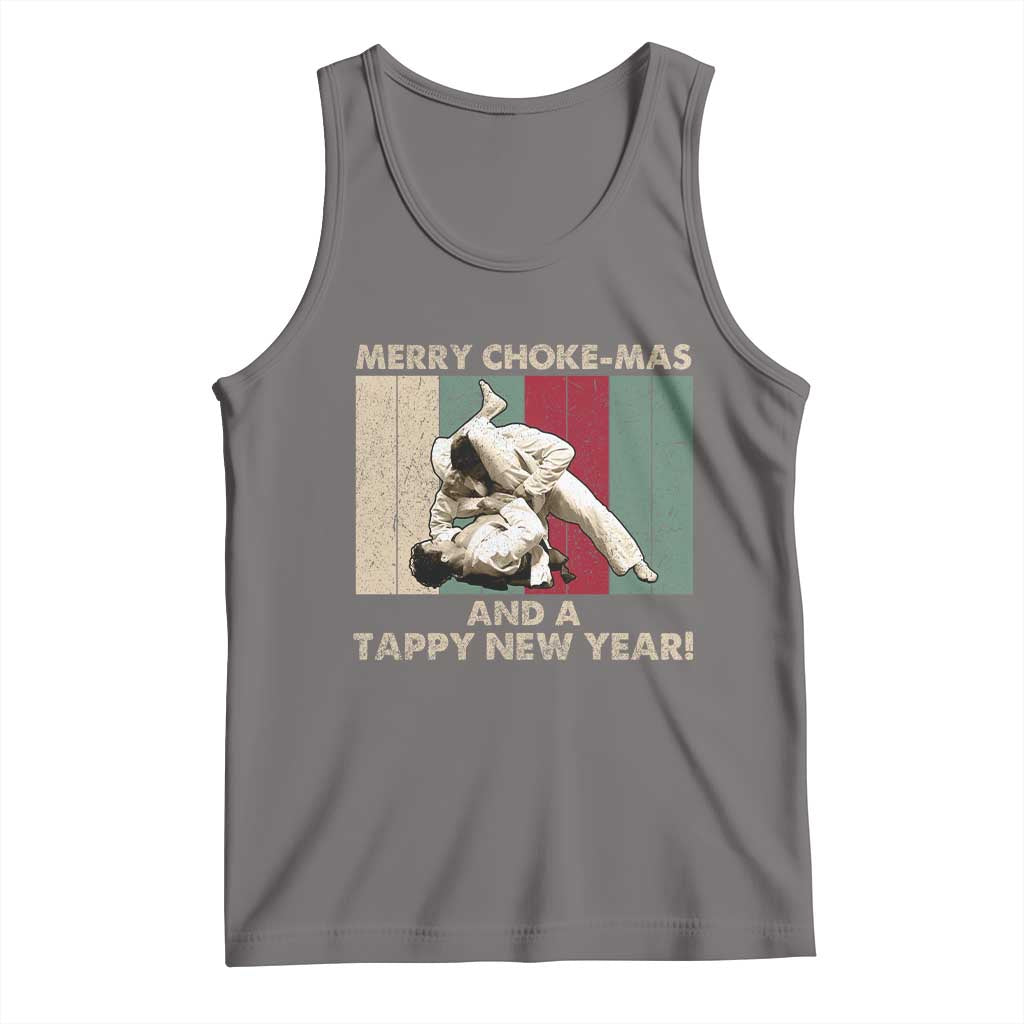 Jiu Jitsu Christmas Tank Top Retro Merry Choke Mas Tappy New Year Martial Arts BJJ Lover TS10 Deep Heather Print Your Wear
