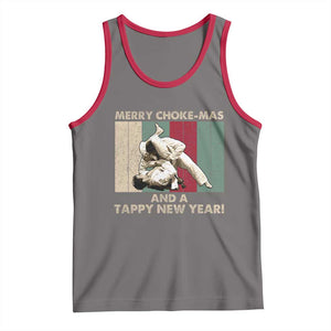 Jiu Jitsu Christmas Tank Top Retro Merry Choke Mas Tappy New Year Martial Arts BJJ Lover TS10 Deep Heather Red Print Your Wear