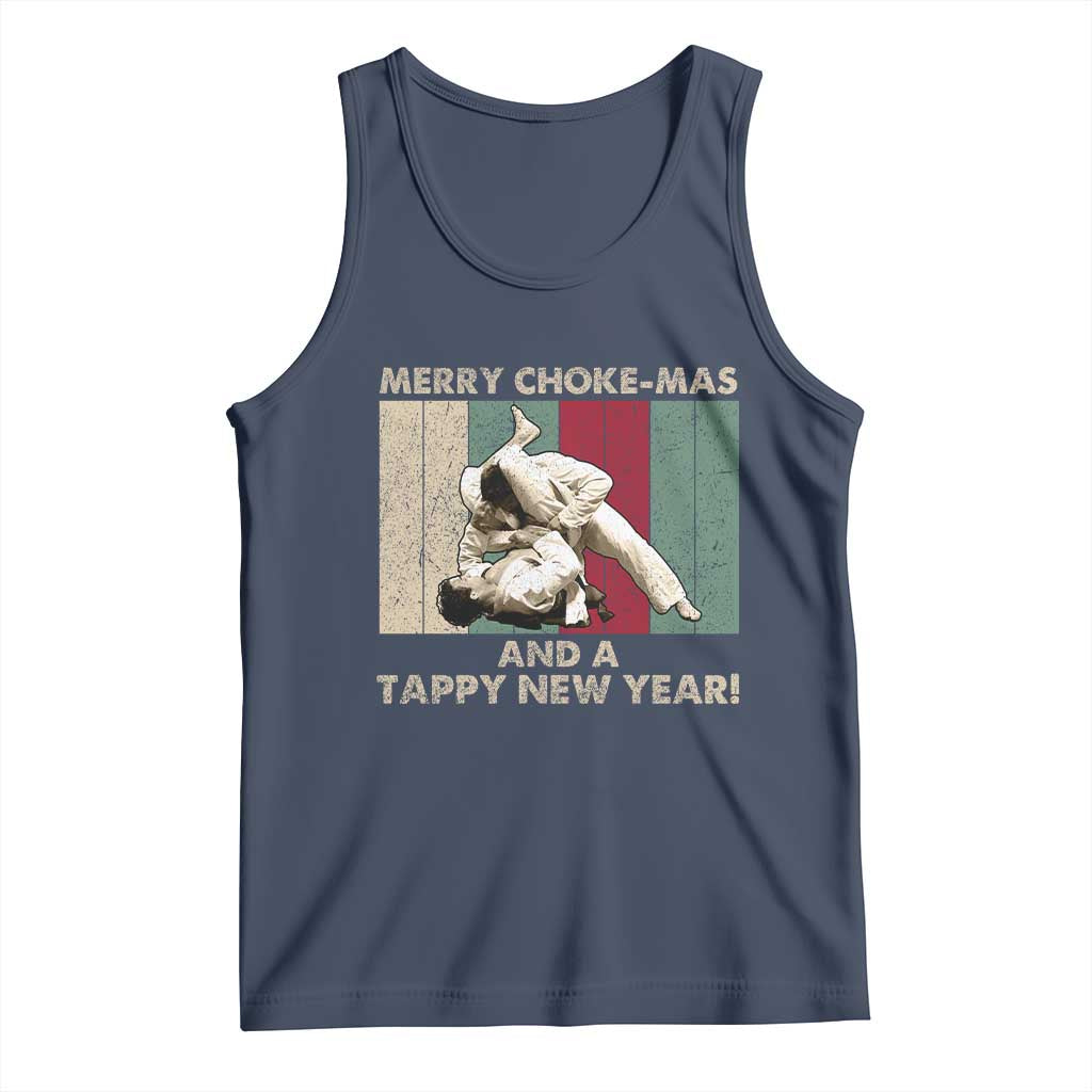 Jiu Jitsu Christmas Tank Top Retro Merry Choke Mas Tappy New Year Martial Arts BJJ Lover TS10 Navy Print Your Wear