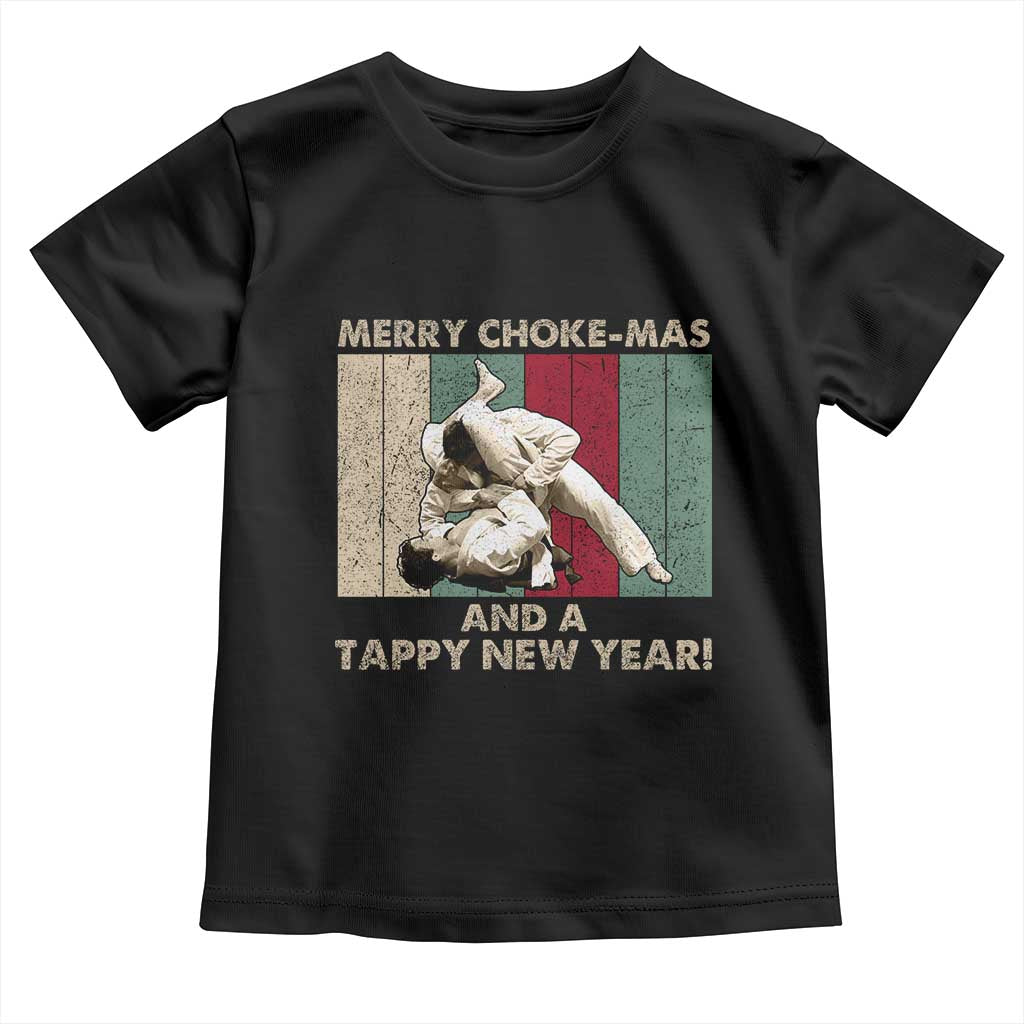 Jiu Jitsu Christmas Toddler T Shirt Retro Merry Choke Mas Tappy New Year Martial Arts BJJ Lover TS10 Black Print Your Wear